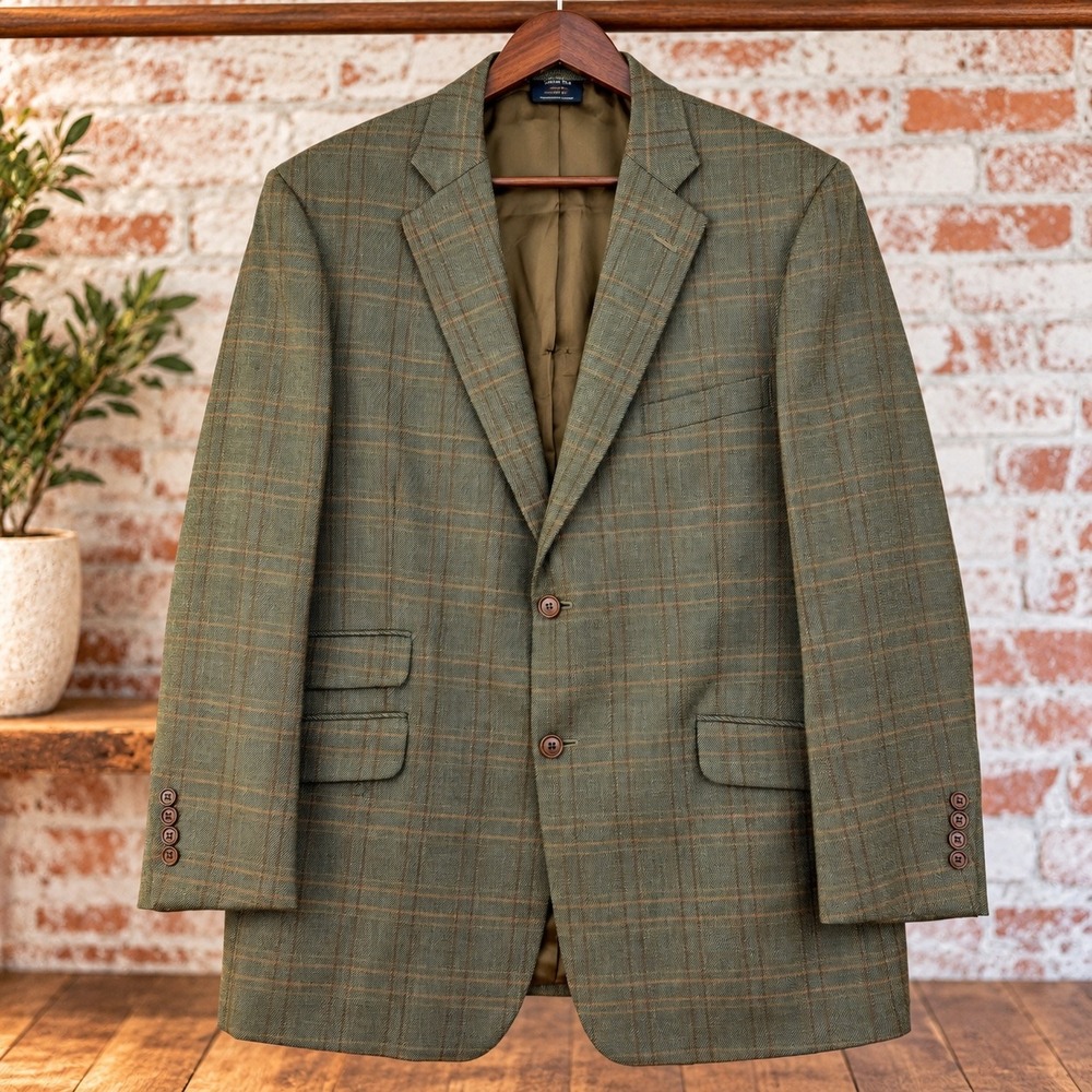 Brooks Brothers Men's Blazer 42R Sport Coat Wool Tweed Window Plaid Jacket USA